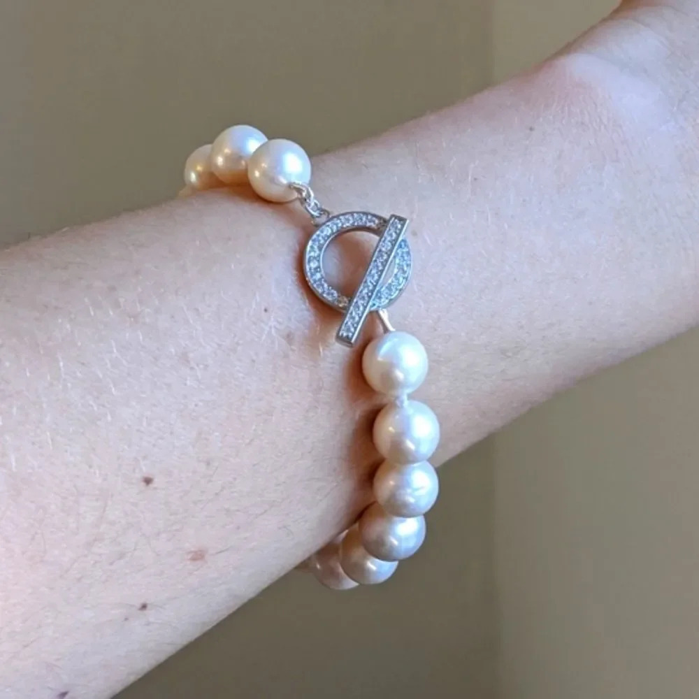 Ombre  Freshwater Pearl Bracelet & Zirconia